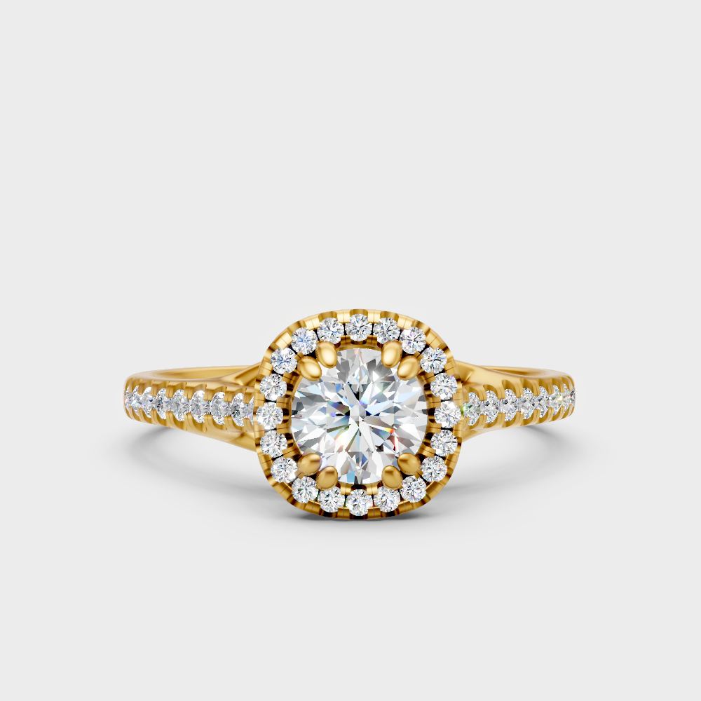 Igi Gli Certified Round-Cut Lab-Grown Diamond Halo Ring In 18K Yellow Gold